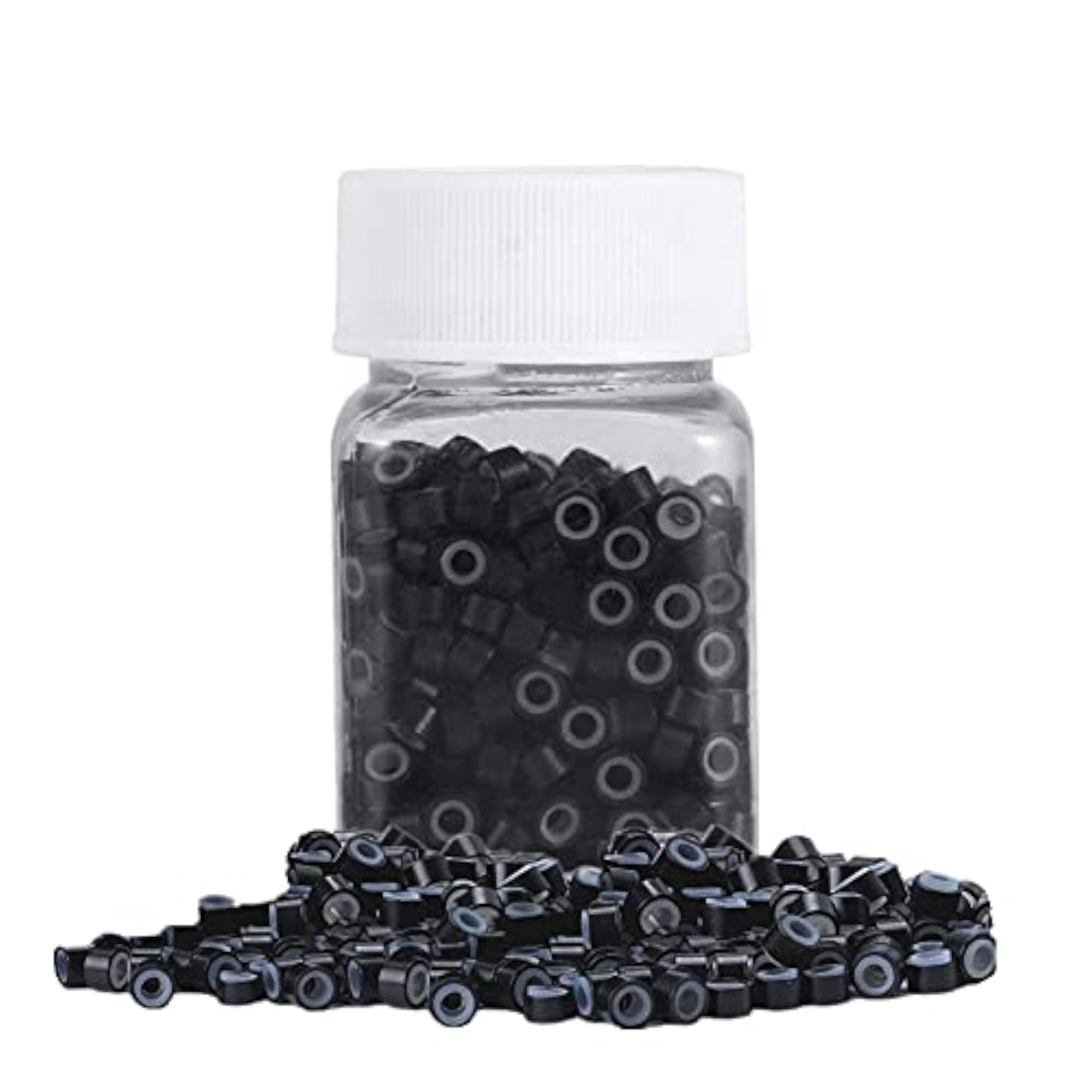 500PCS 5MM Hair Extension Beads, Silicone Lined Link Rings
